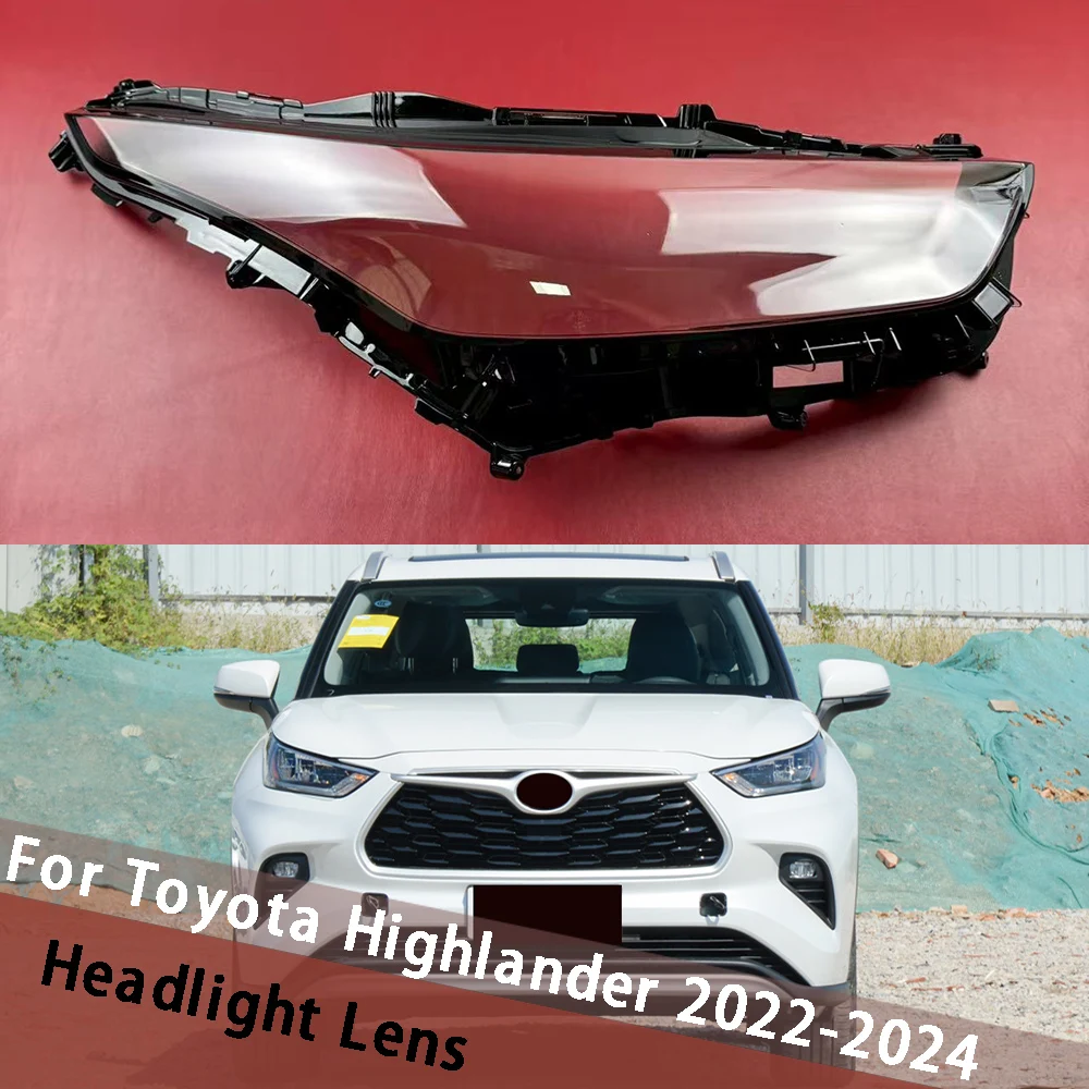 For Toyota Highlander 2022 2023 2024 (Low) Headlamp Shell Transparent Headlight Lens Cover Replace Original Lampshade Plexiglass