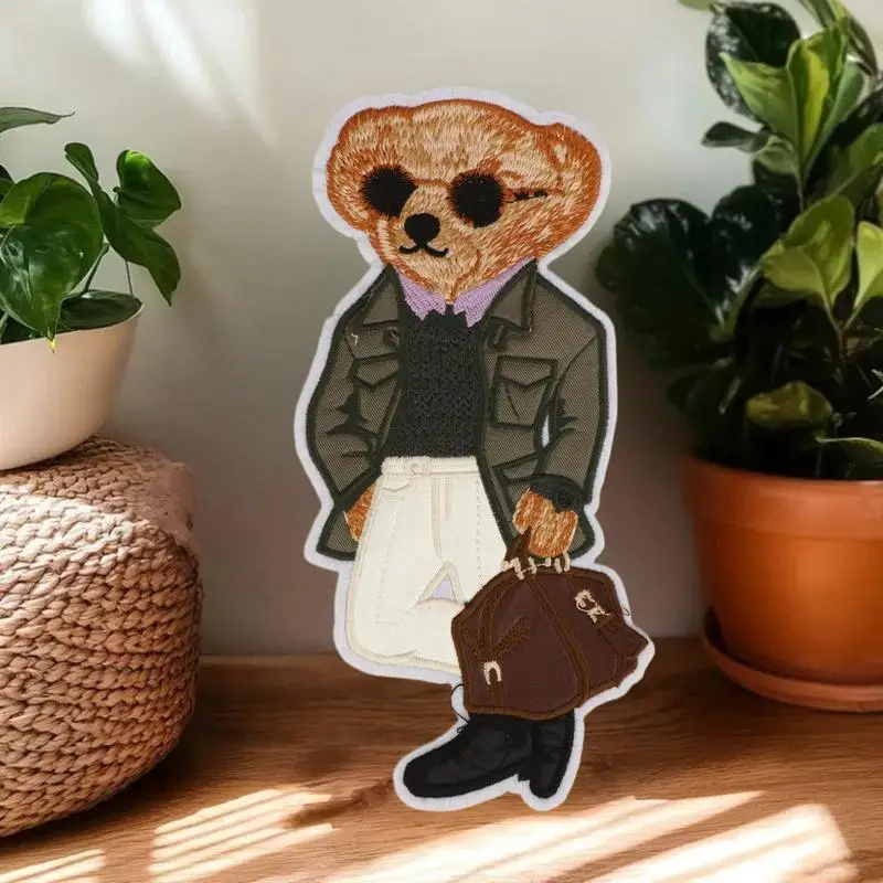 1/4PCS Large Bear Clothing Patch Hand Sewn Embroidery Patches Clothes Decoration Part Sewing Applique DIY Craft Backpack Textile