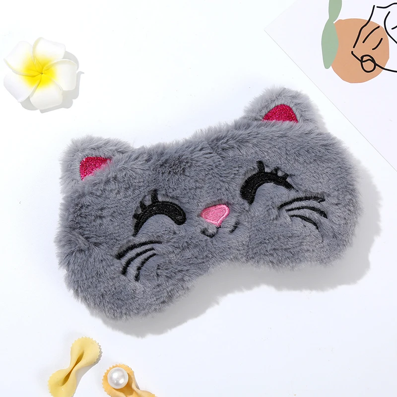 

Plush Embroidered Eye Mask Cartoon Cat Bear Koala Animal Girl Plush Eye Mask Sleep Blackout Eye Masks Bathroom Supplies