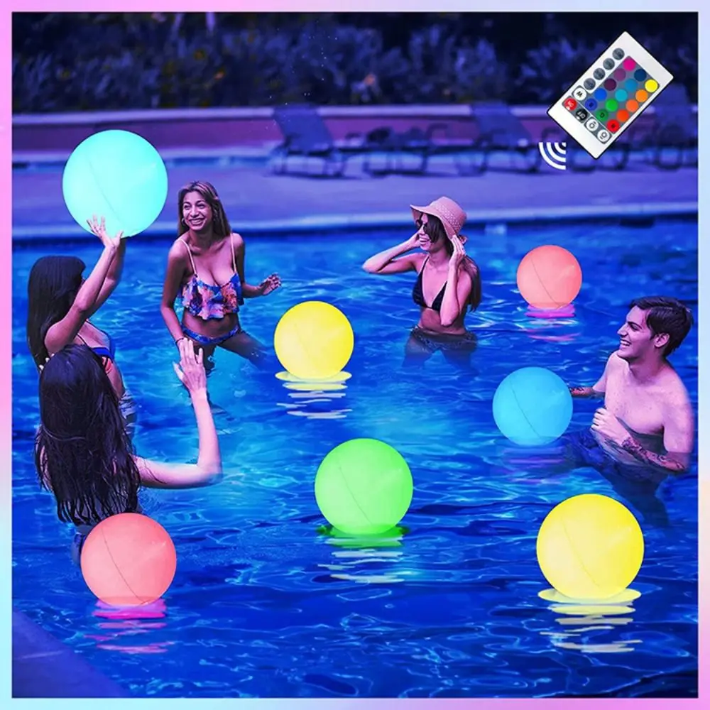 Color-Changing Lights Inflatable LED Ball 16 Colors Waterproof LED Glowing Beach Ball Remote Control Large Size