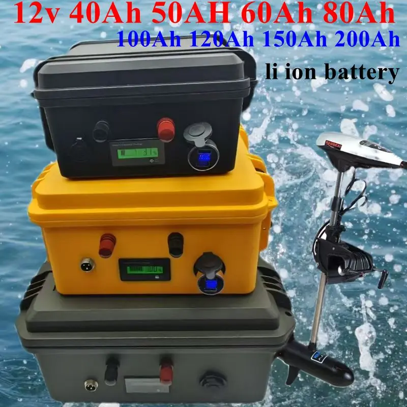12V 50Ah 60Ah 100Ah 120Ah 200Ah 250Ah lithium ion oplaadbare batterij bluetooth voeding voor boot zonnepanelen