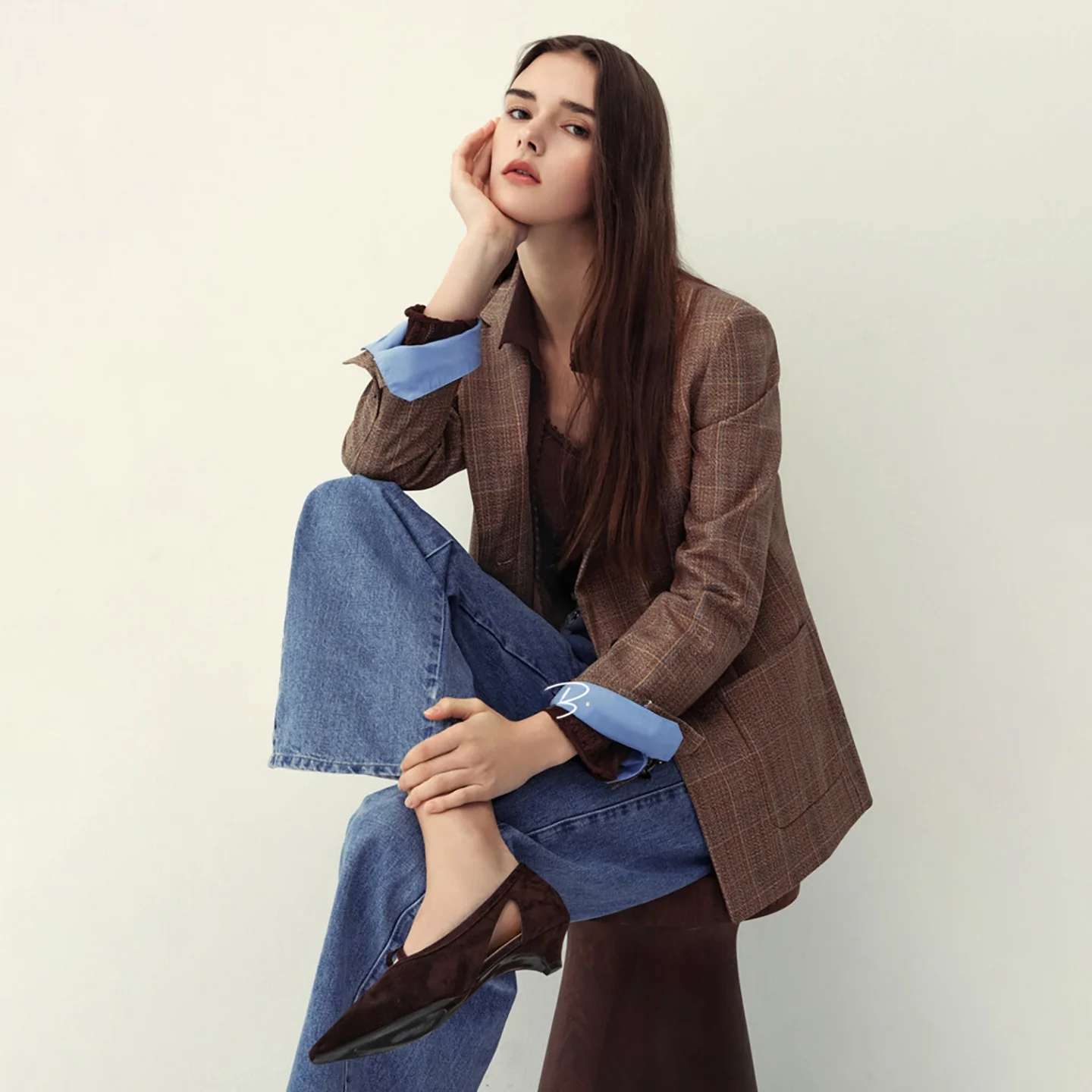 

Korean Sle Woolen Suit Commute Cheered Color Blo Slimming Versatile Top Coat Button ket Long Sve Regular Length