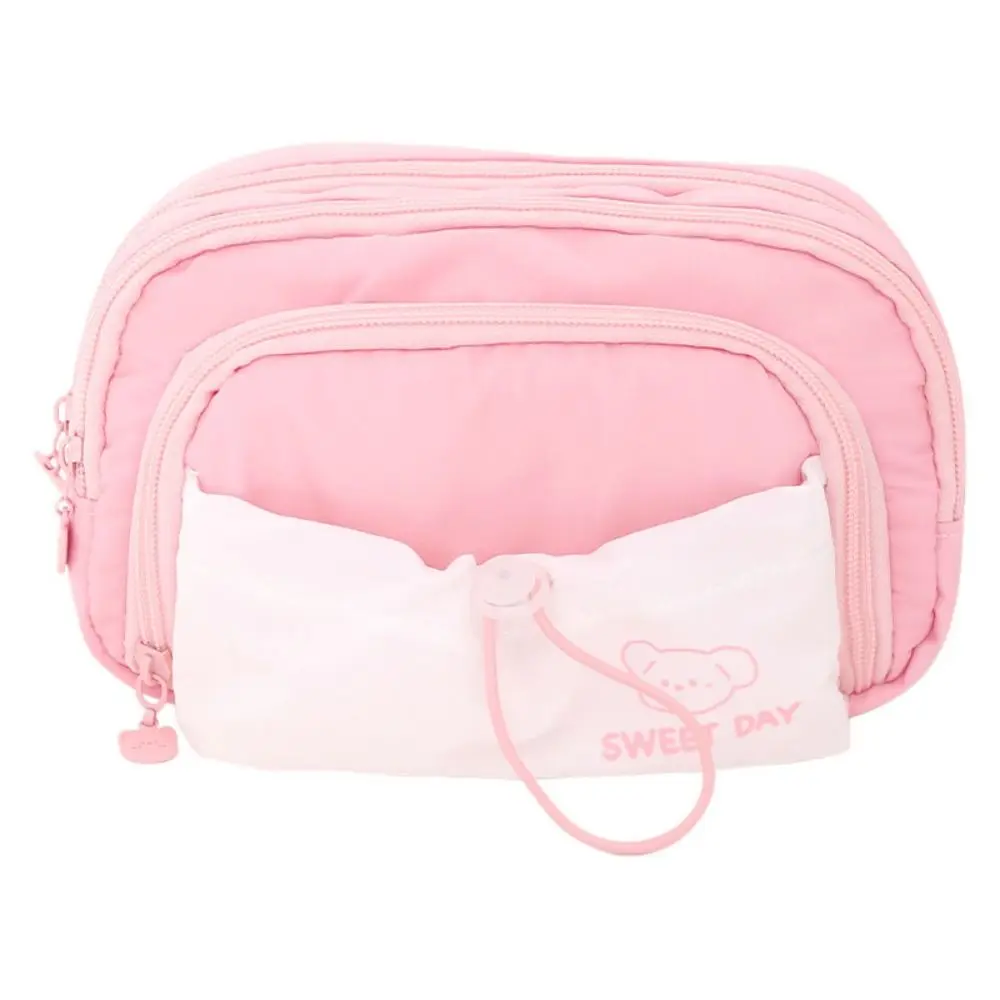 

Drawstring Cream Pencil Case Five Layers Simplicity Drawstring Pen Bag Large Capacity Sweet Large Capacity Pen Bag Kids