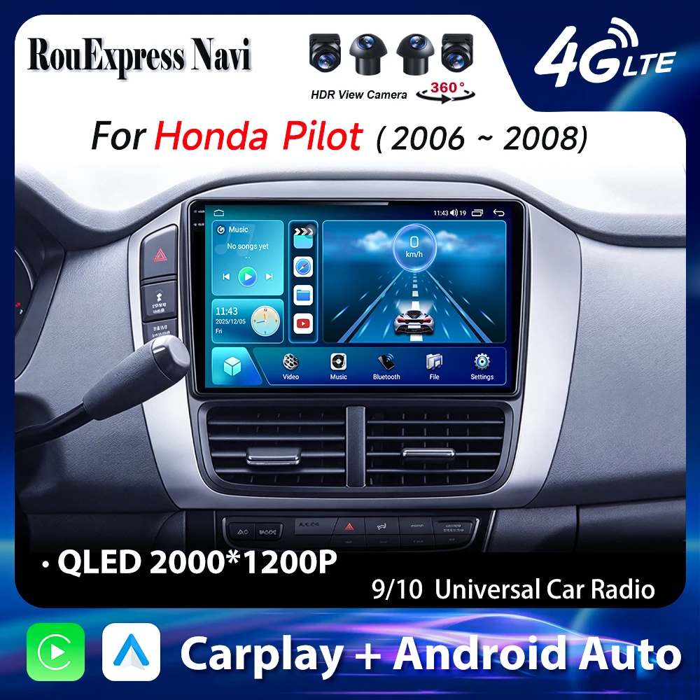 Android Auto For Honda Pilot 2006 2007 2008 Radio Carplay Multimedia video Player Radio Samochodowe Head Unit Bluetooth Stereo