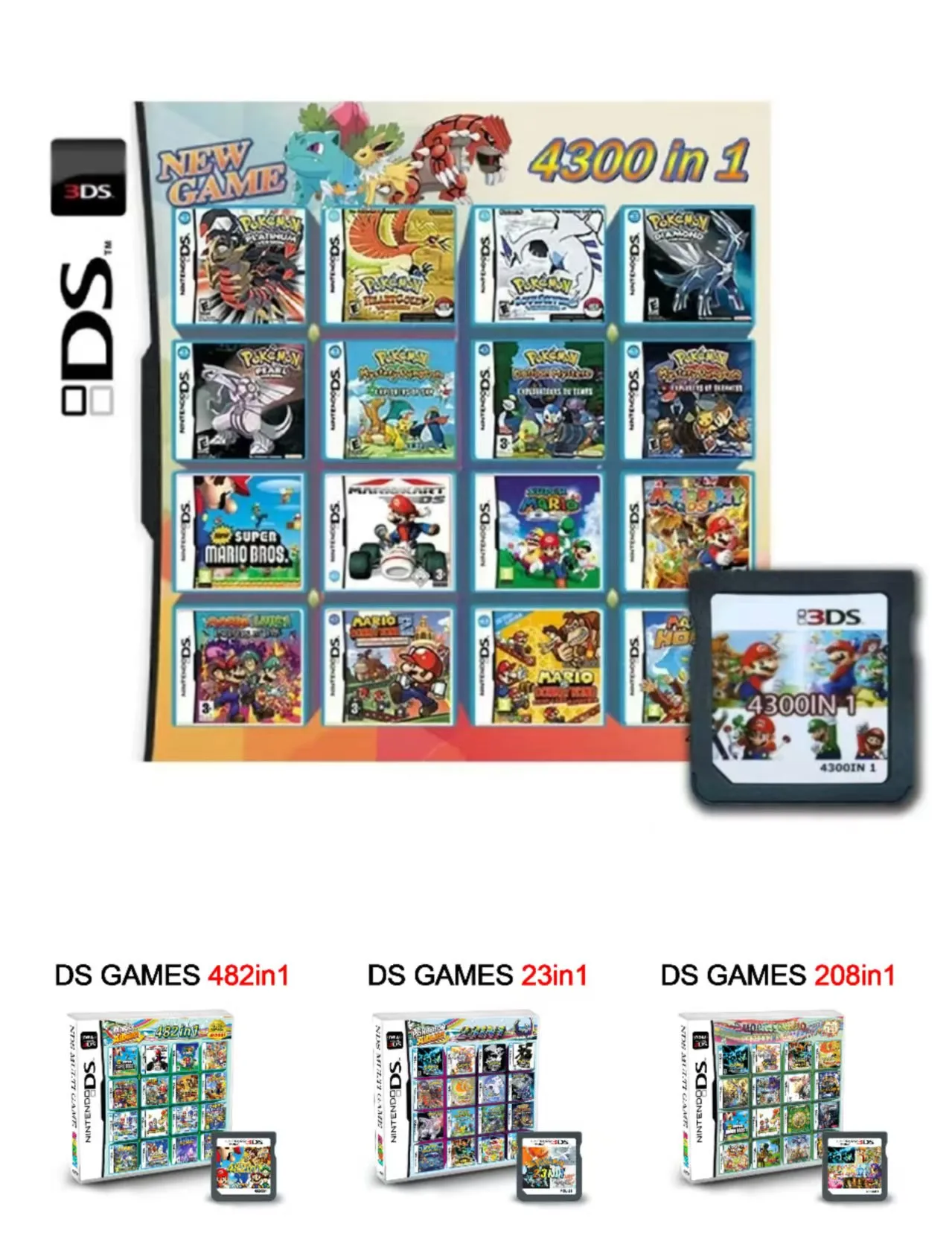 4300 em 1 Compilação DS NDS 3DS 3DS NDSL Cartucho de jogo Cartão de videogame Player portátil (cartão R4)