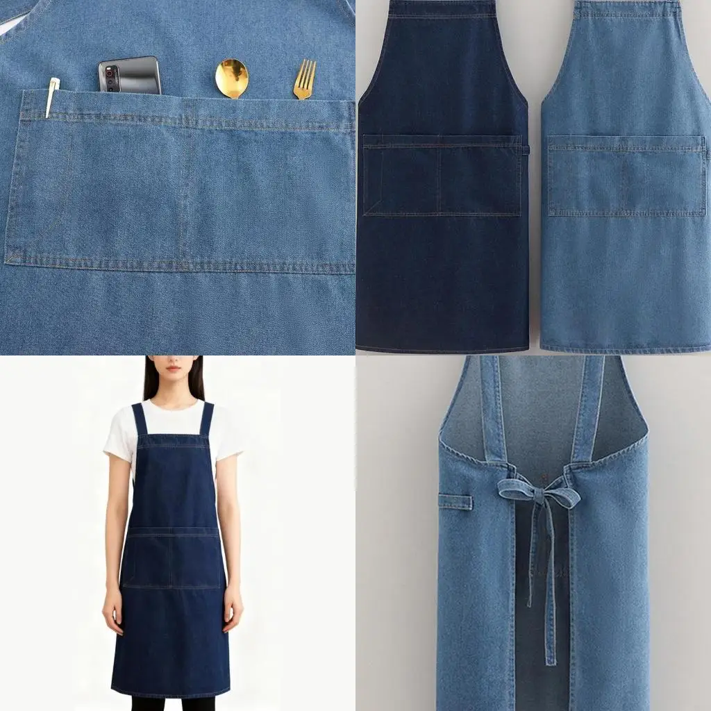 

Фартук для взрослых — хлопковый фартук с небольшим весом и передним карманом, фартуки со спинкой для женщин и мужчин, джинсовый