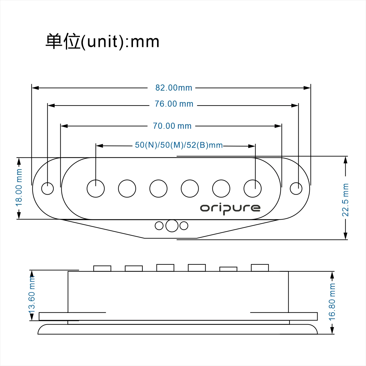 OriPure Vintage Staggered Pole Alnico 5 Single Coil Pickup TSF558 ST Guitar Parts,Neck/Middle/Bridge Pickup Choose