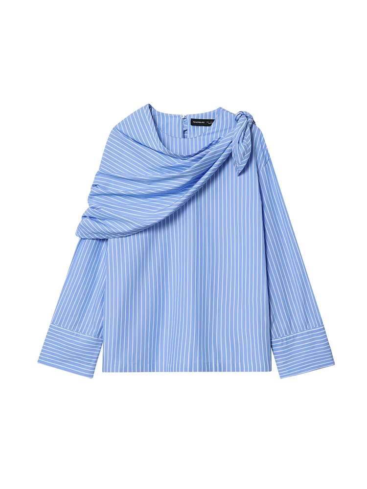 Estilo europeu e americano outono nova tendência da moda feminina casual wear design sentido listrado camisa cachecol multiuso