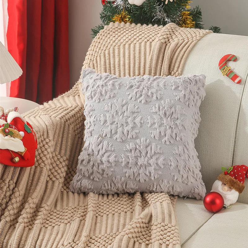 New Christmas pillow quilted embroidery cross-border Nordic simple home sofa cushion cover plush pillow cover