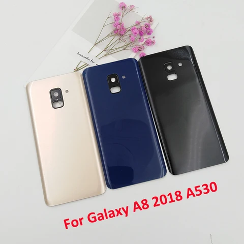 Задняя крышка батарейного отсека для Samsung Galaxy A8 2018 A530 A530F SM-A530F, задняя панель, дверной корпус, запасная часть с объективом камеры