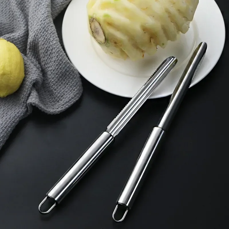 Stainless Steel Pineapple Knife Apple Pear Corer Non-slip Long Strip Fruit Peeler Kitchen Manual Shovel Slicers Pineapple Dig