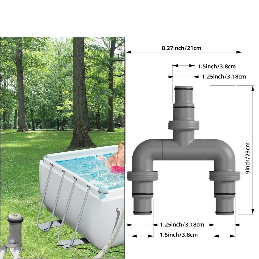

Соединение нагревателя Трехходовой разъем Полный комплект в комплекте Прочный пластиковый материал 3-ходовая система соединительного шланга для бассейна