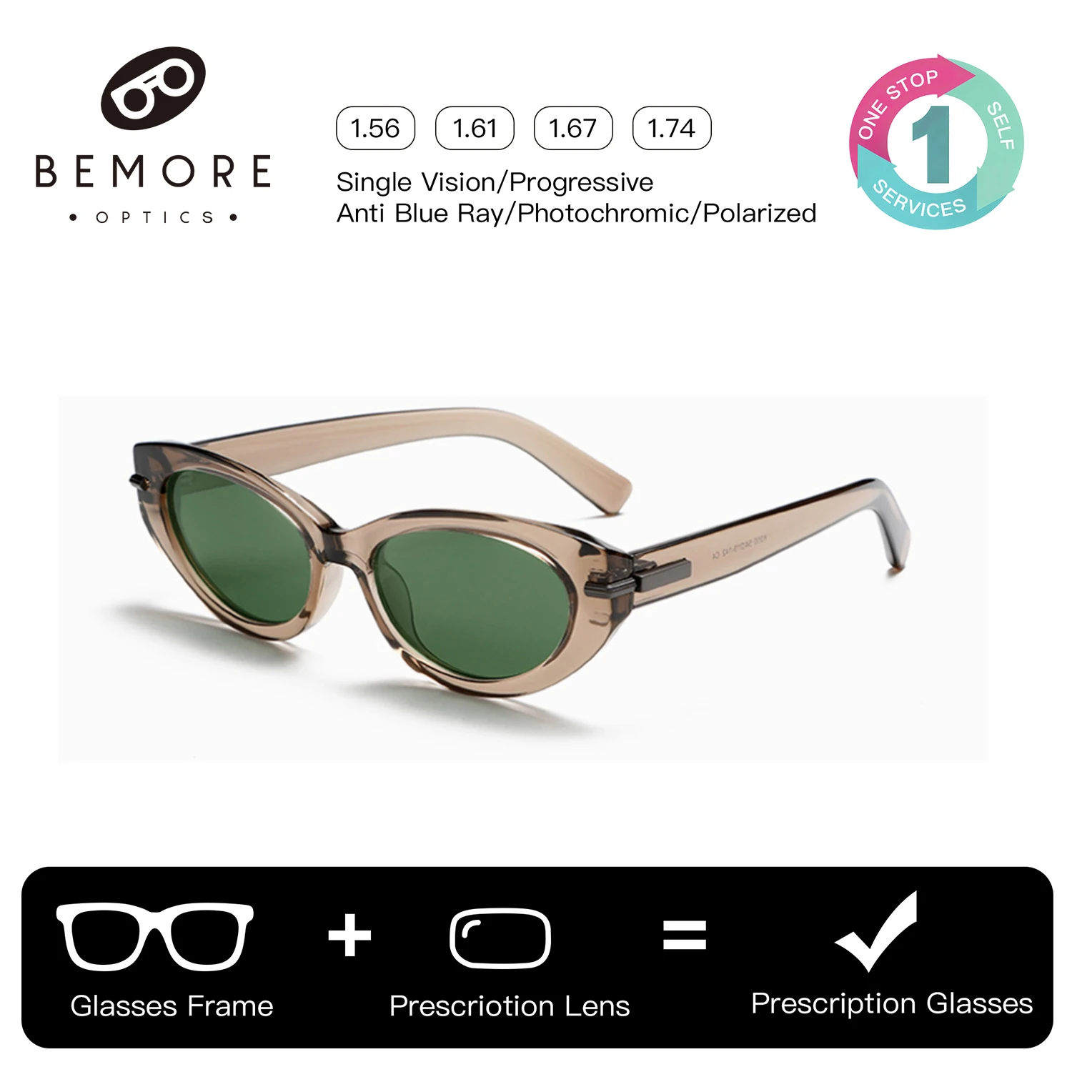BEMORE Cat Eye Prescription Sunglasses Acetate Polarized UV400 Sunscreen Women Reading Glasses Free Shipping