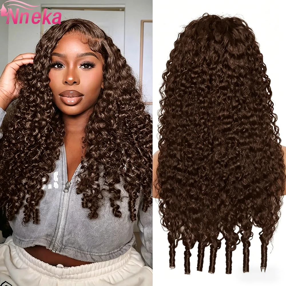 

Chocolate Brown Burmese Curly Hair Wigs 13x6 Transparent Lace Frontal Wigs Human hair Wigs Pre Plucked Brazilian Human Hair 200%