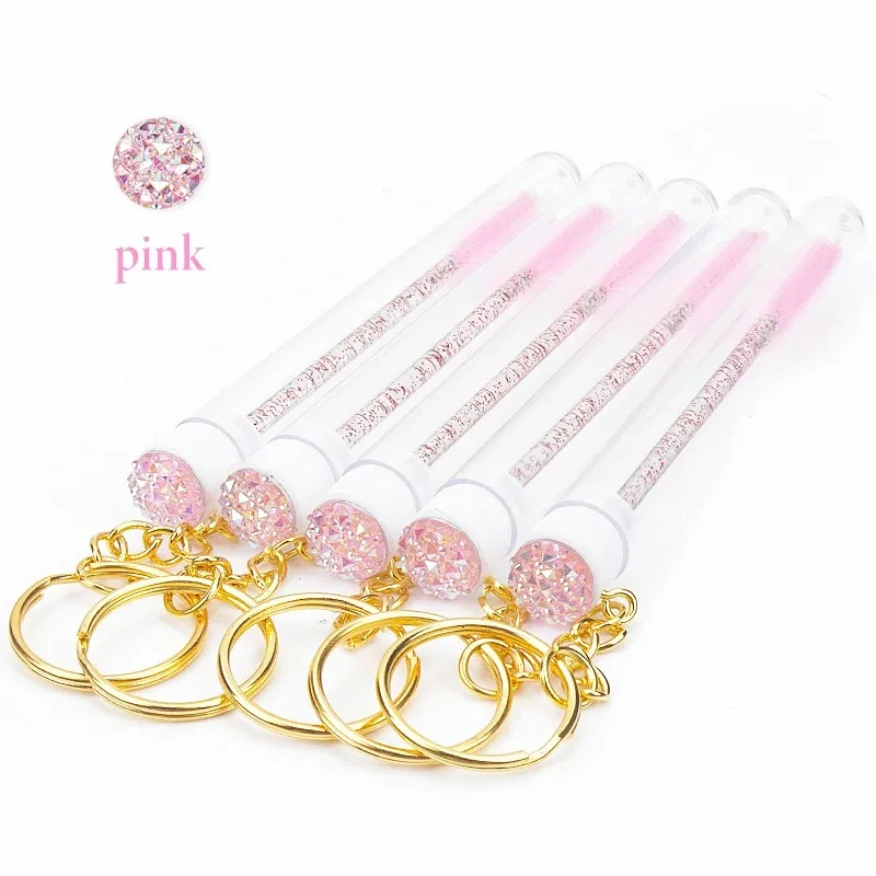 Sparkling Lash Spoolies With Container Case In Tubes Lash Mascara Wands Makeup Tools With Keychain Eyelash Brush Tubes Reusable