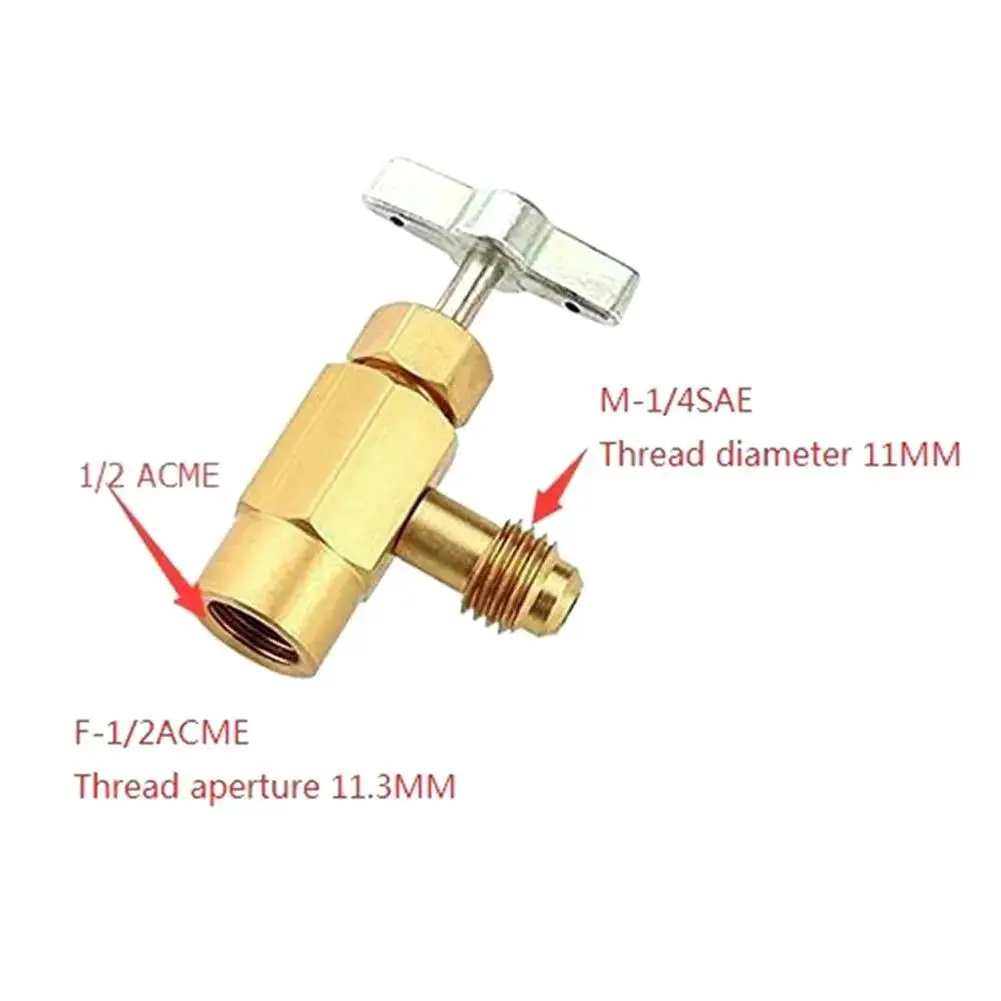 리필 어댑터 자동차 에어컨 A/C 냉매 캔 탭 밸브 병따개, 1/4 인치 SAE 수 병따개 어댑터, R134A