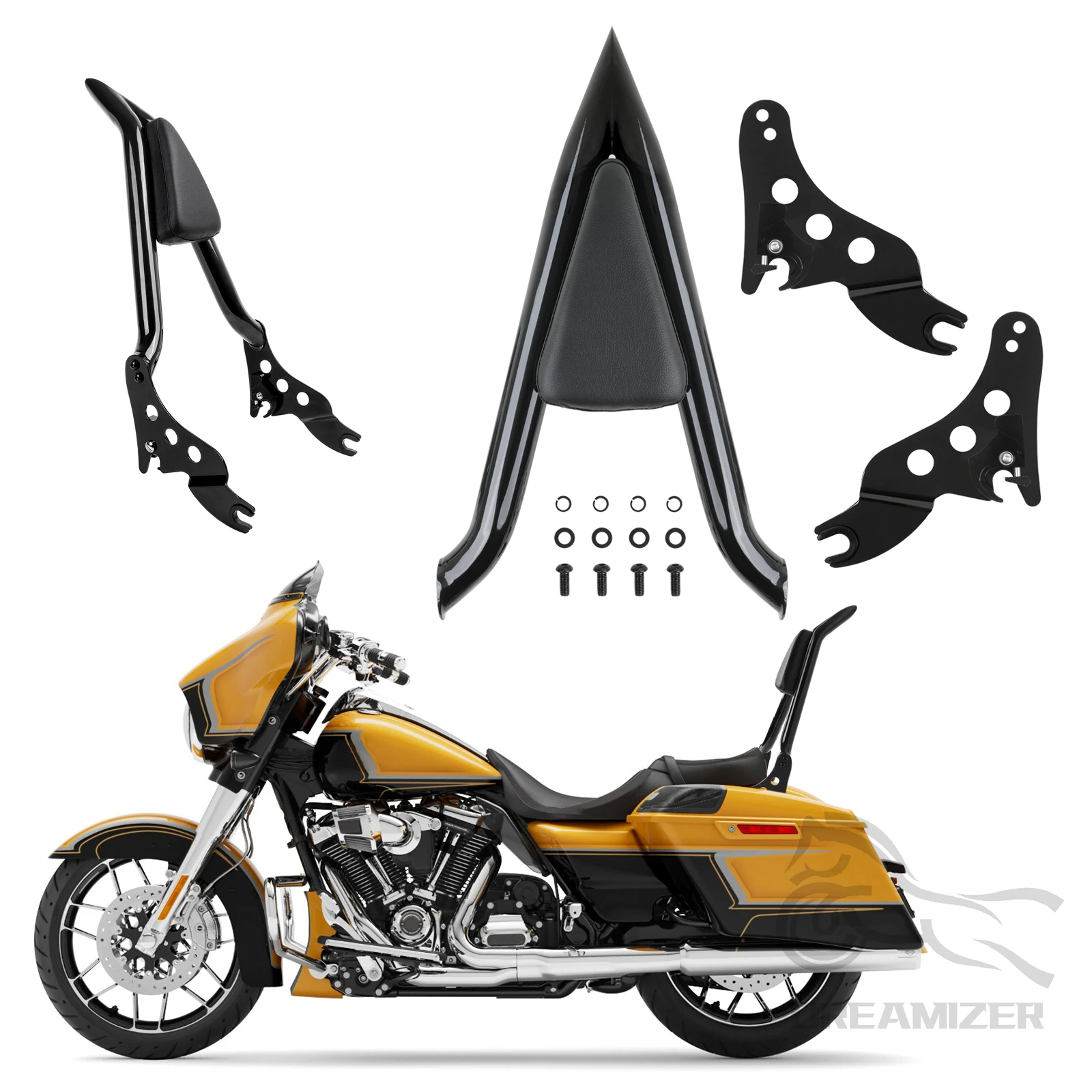 

Motorcycle 22'' Black Detachable Backrest Sissy Bar Rear Passenger Backrest For Harley Touring Electra Street Glide FLHR 09-2023