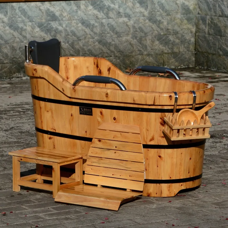 Cedar hemming bath bucket household adult solid wood