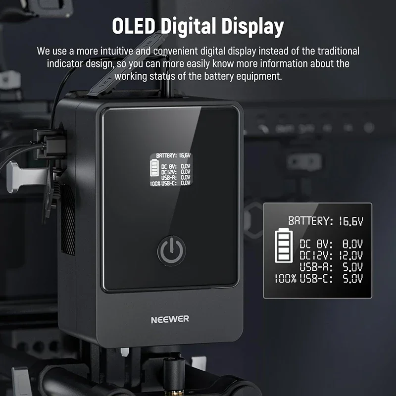 NEEWER PS099E 6800mAh 14,5 V 99Wh batería de montaje en V batería de montaje en V con múltiples puertos PD65W carga rápida bidireccional