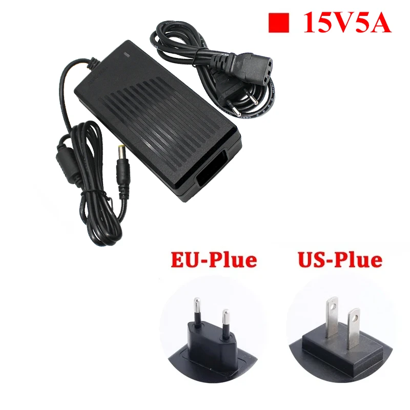 Adaptador de fuente de alimentación Universal, convertidor de cargador con enchufe europeo y estadounidense, CA a CC 100-240V, 15V, 1A, 2A, 3A, 4A,