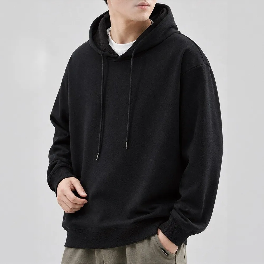 For Fitness Training Men Hooded Sweatshirt Solid Color Hoodie 96 Polyester 4 Spandex Regular Clothing Length For Autumn Winter