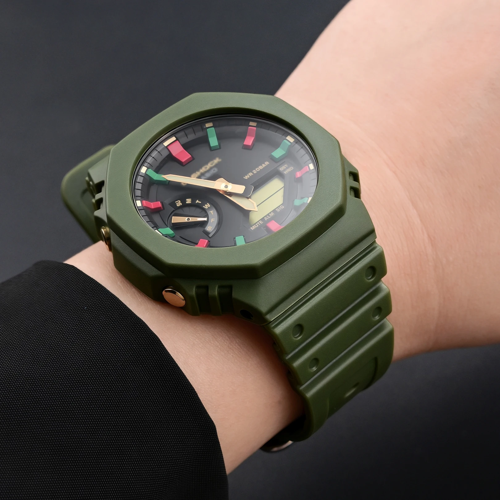 Für Casio G-Shock GA-2100-1A1/GA2110/GA-B2100 Uhrenarmband, Schutzhülle, Stoßfänger, Harzband, Gummi-Lünette, Armband – Detail 4
