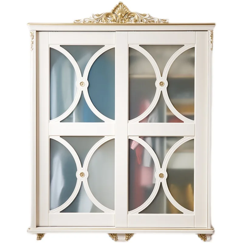 

Шкаф-купе в европейском стиле, двустворчатый белый шкаф-купе класса люкс для спальни, большой вместимости