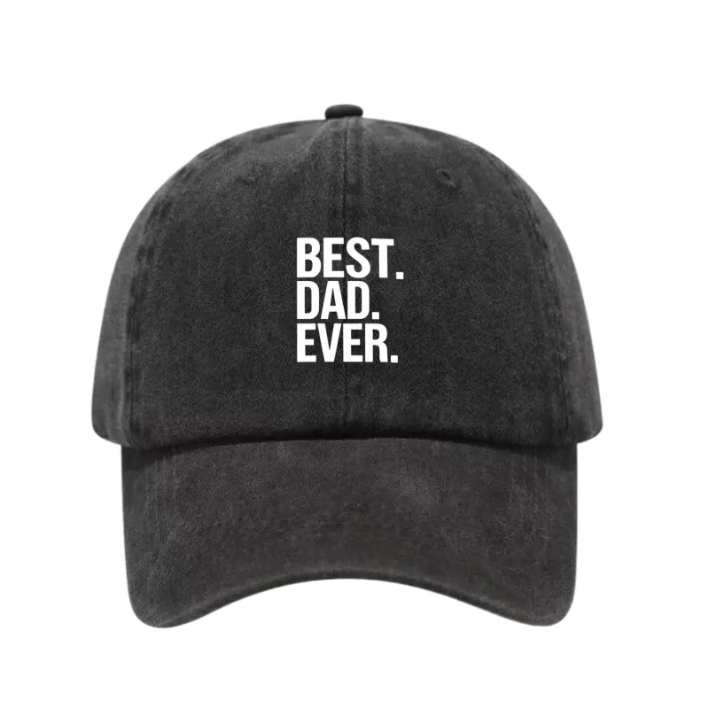 BEST DAD EVER Printed Washed Cotton Adjustable Baseball Cap Snapback Dad Hat Breathable Hat Golf Fishing Outdoor Sun Cap
