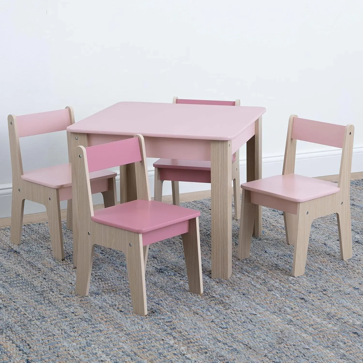 GapKids Table and 4 Chair Set - Greenguard Gold Certified, Blush/Natural