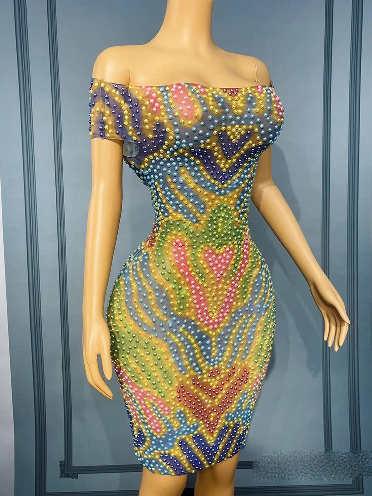 Robe élastique en maille asymétrique épaule dénudée, strass de haute qualité, Sexy, nouvelle mode, vêtements personnalisés pour femmes, 2025