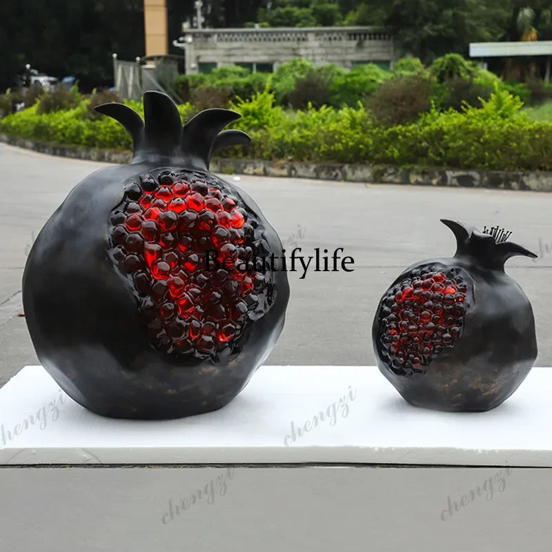 Sales Office Hotel Lobby Floor-to-ceiling ornaments Staircase art installation Large pomegranate plant fiberglass sculpture