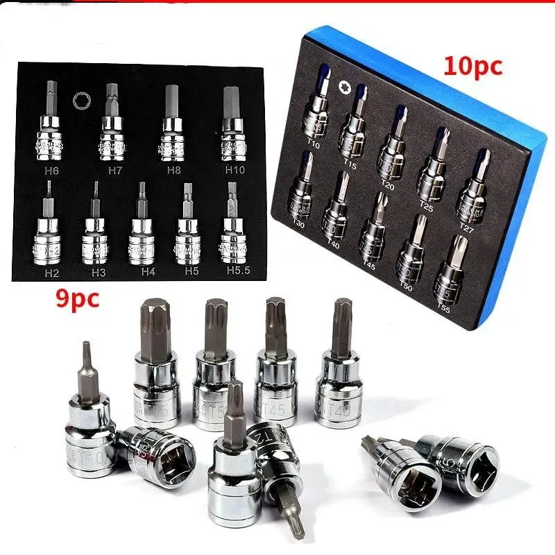 3/8 Inch Hex Bit Socket Set Sturdy Allen Key Sockets Professional 3/8inch Drive Drill Metric Tools Kit Durable Impact Socket Se