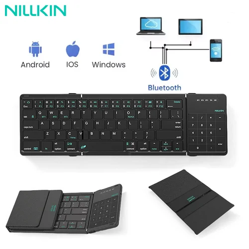 Imagen 1 del producto NILLKIN-teclado de juego plegable con Bluetooth, inalámbrico, para iPad, teléfono móvil, tableta, portátil Universal, compacto