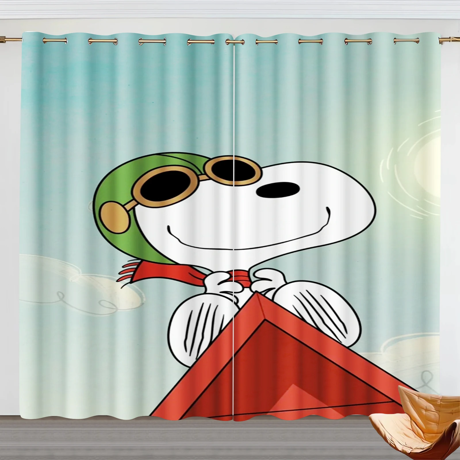 

Cartoon Snoopy Curtain for Children Polyester Blackout Happy Puppy Decoration Suitable for Bedroom Kids Room Gifts