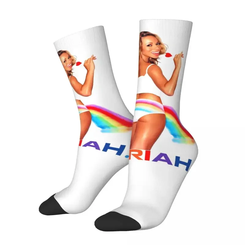 Y2K Colorful Mariah Carey Skateboard Polyester Middle Tube Socks For Women Men Sweat Absorbing