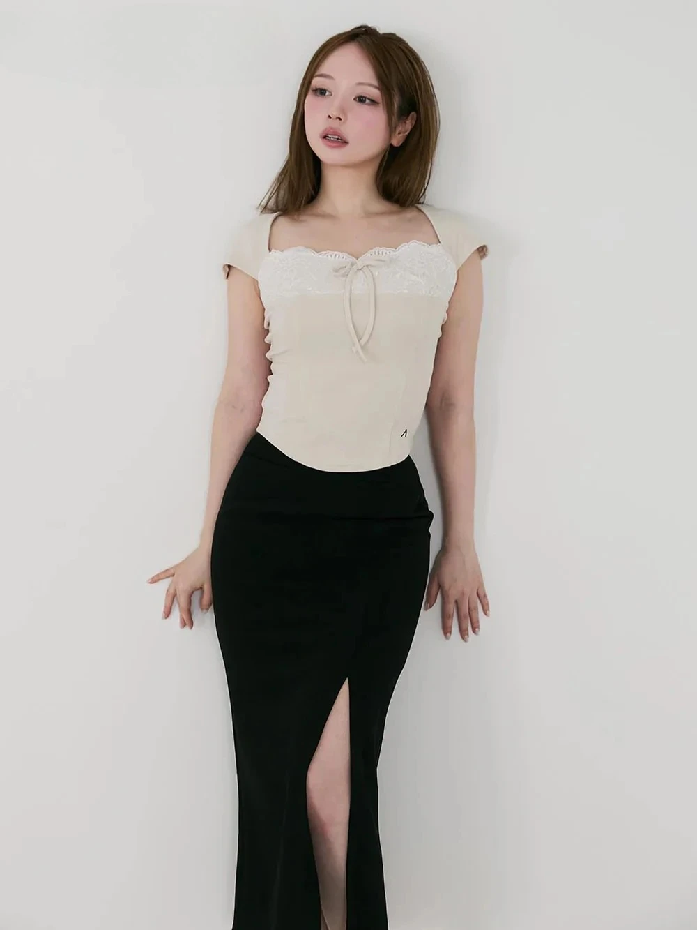 

2025 New Summer Two Piece Sets for Women Lady Casual Suit Japanese Style Lace Patchwork Short Sleeve Top and Skirt Set