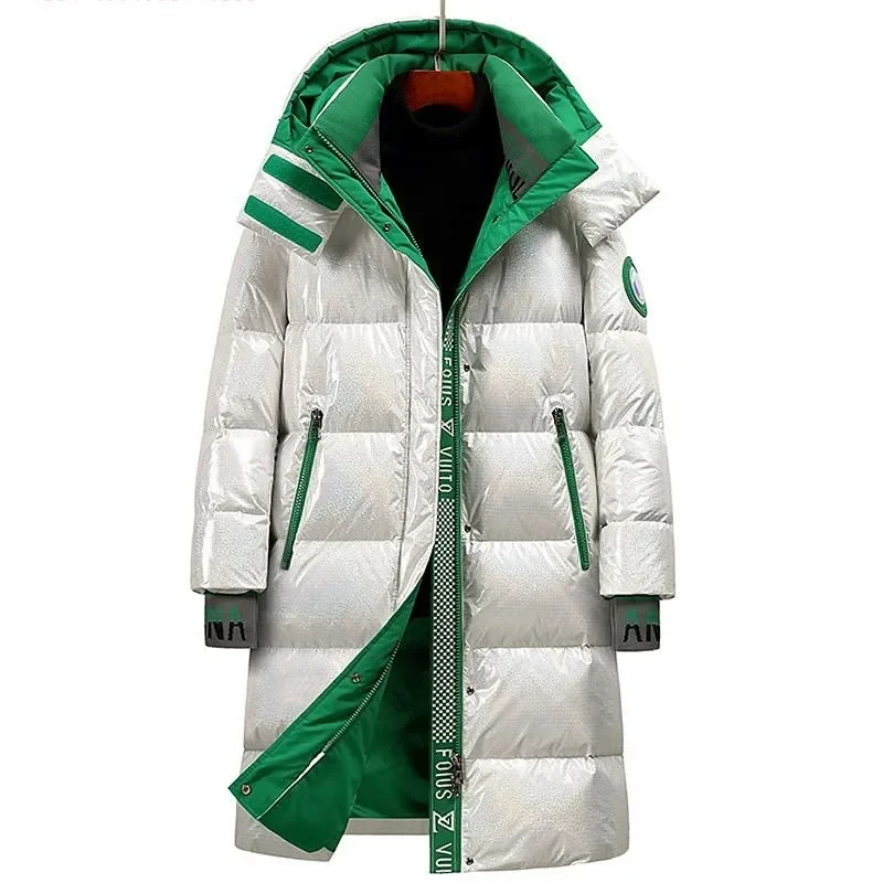 New Winter Jacket Men's Long Luxury Business Thickened Down Cotton Warm Parkas Men's Street Snow Cold-proof Hooded Padded Coat