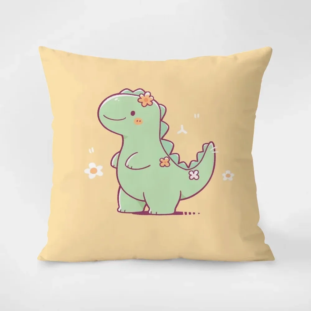 Little Dinosaur Print Cartoon Pillowcase Interior Decoration Office Living Room Home Pillowcase