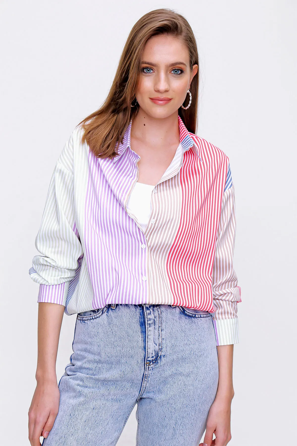 Multi-Color Oversize Poplin Shirt 2021 Spring autumn women's shirt blouse street shirt new simple office lady long sleeve blouse