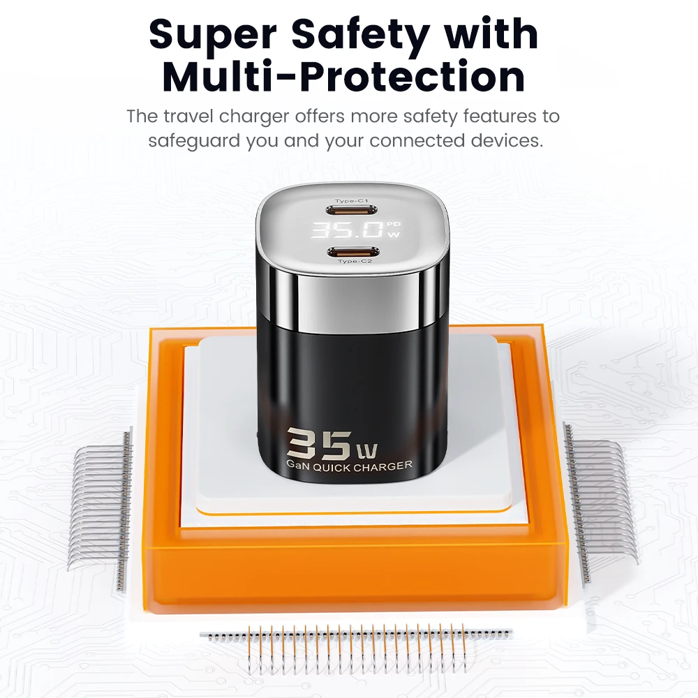 Toocki GaN USB Type C Charger 35W/33W Digital Fast Charger for iPhone 15 14 13 12 Samsung S24 S23 Xiaomi Redmi Oneplus Huawei