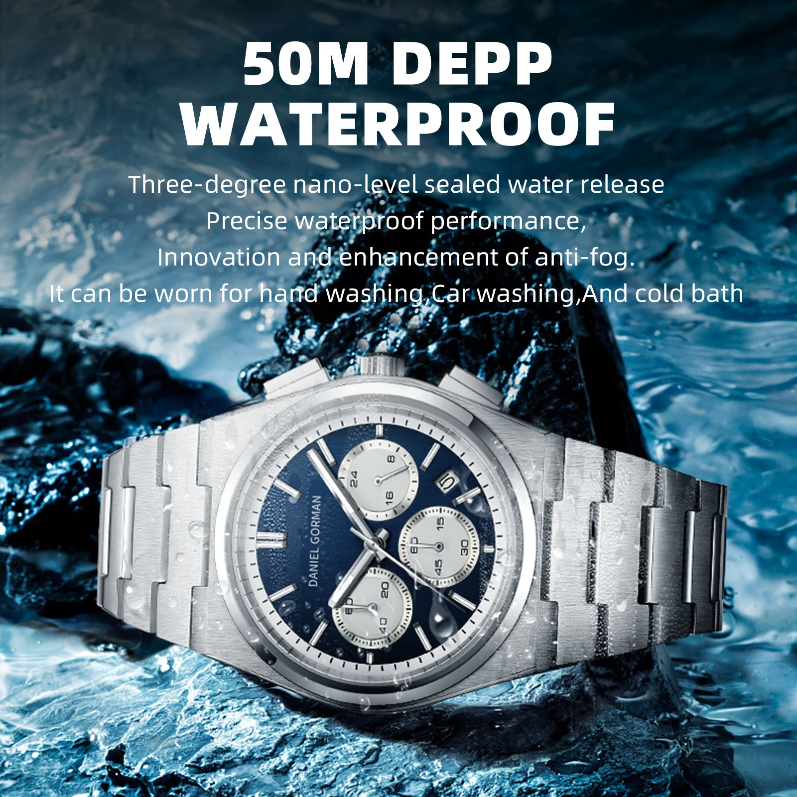 ساعة كاجوال عصرية للرجال بتقويم وحزام من الفولاذ المقاوم للصدأ للرجال للحياة اليومية مقاومة للماء وساعة كوارتز مضيئة Reloj