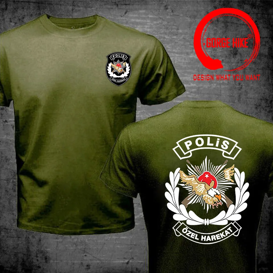 Fashion Short Sleeve Black T Shirt Youth Round Collar Customized T-Shirts New Turkey Polis Ozel Harekat Special Force Anti Tees