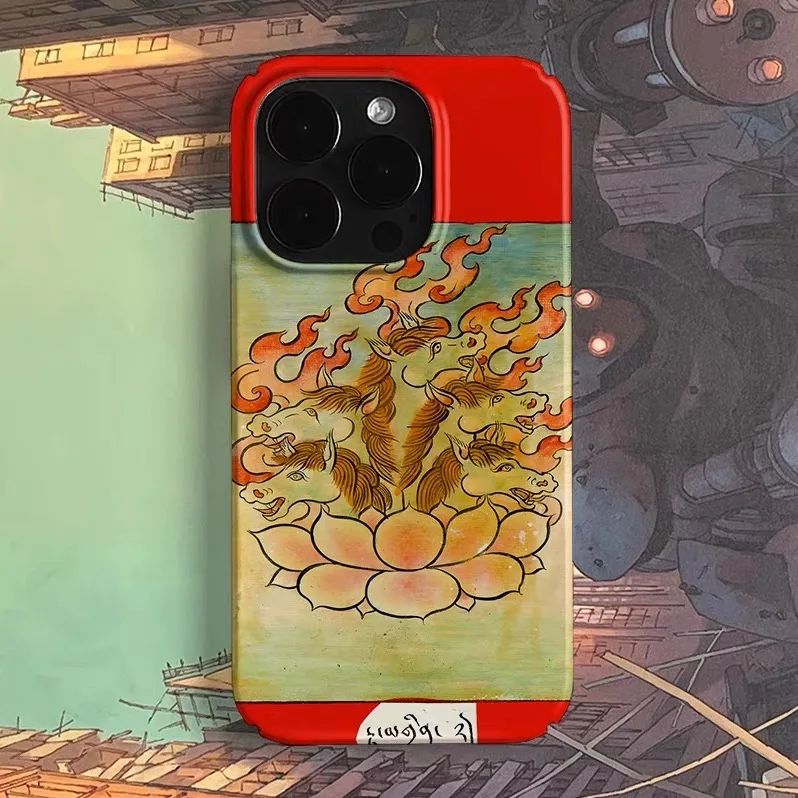 

Ins Korean Red Flame Lotus Art Phone Case for IPHONE 17 Air 16E 15 PROMAX 14 Plus 13 12 MINI 11PRO 16Plus XR Acrylic Phone Cover