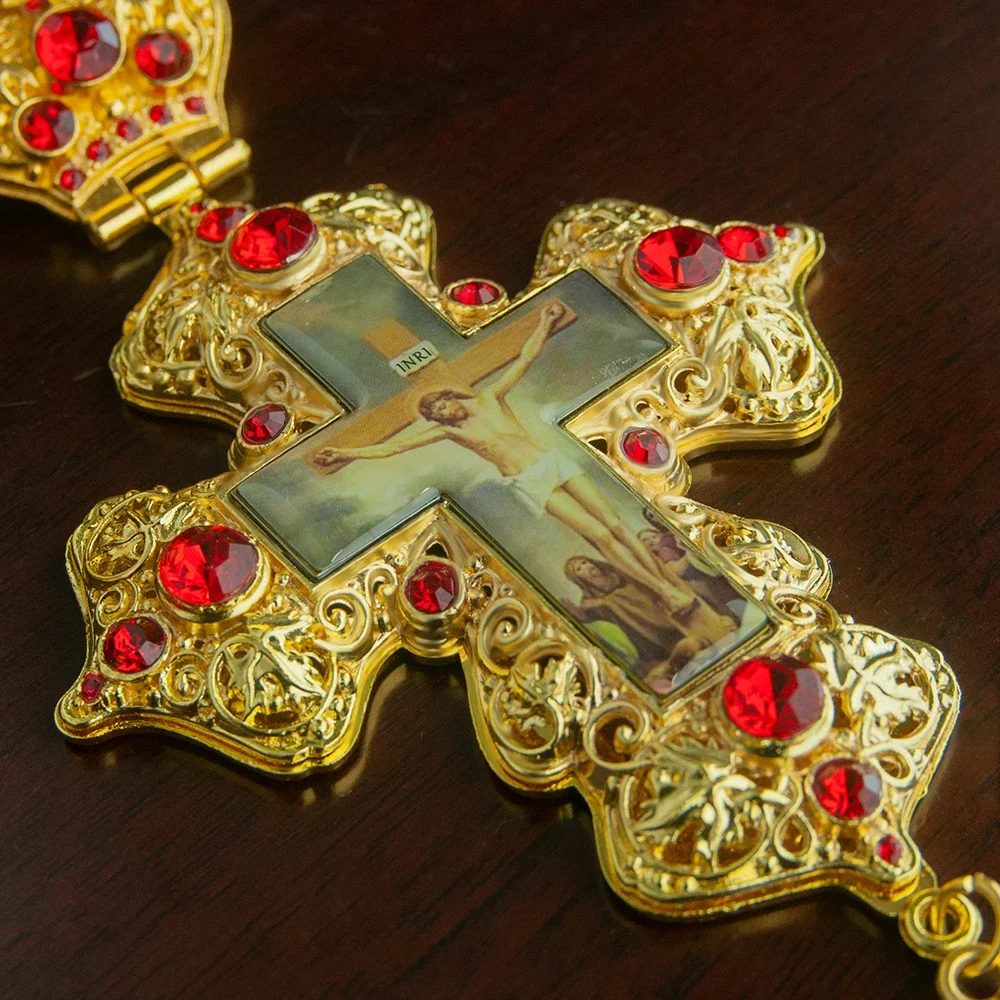 HTISOK Eastern Orthodox Cross Necklace Church Bishop\'s Pectoral Cross Pendant for Priest Ordination Orthodox Cross Pendant