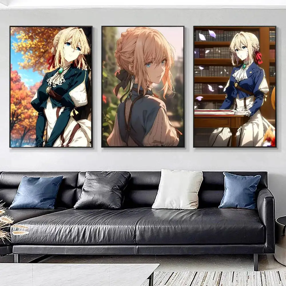 1pc Anime Girl V-Violet E-Evergarden Posters HD Print Vintage Wall Art Decor for Home Study Room