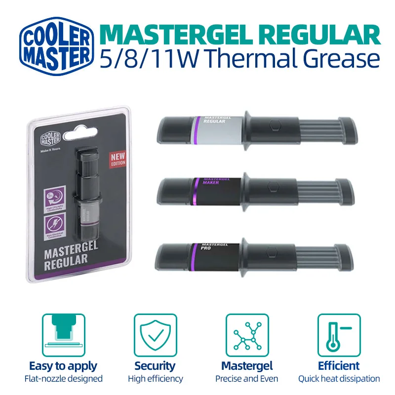 

Cooler Master Grease Silicon CPU HeatSink 5/8/11W/mk High Performance Thermal Conductive Paste for Intel Processor GPU Cooling