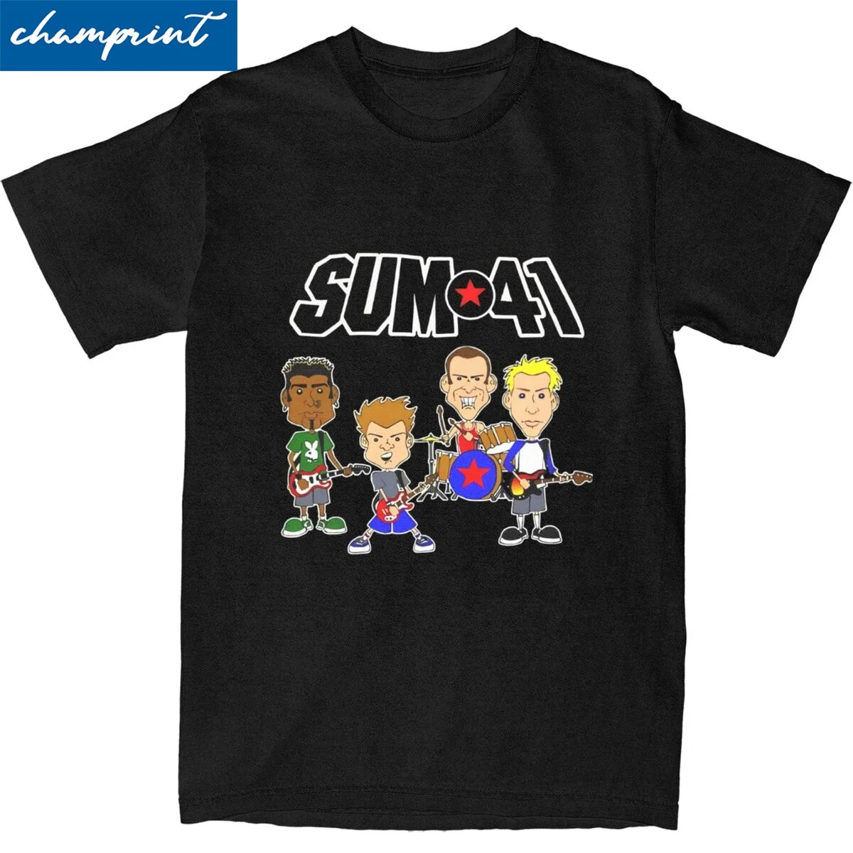 Funny Sum 41 BAND T-Shirt Men's Cotton Short Sleeve Round Neck Summer Clothing