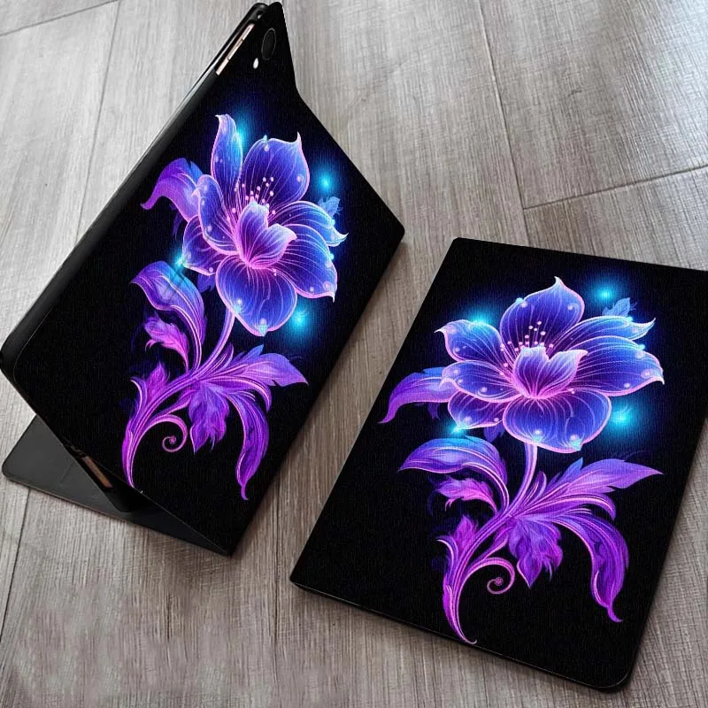 

Cartoon Purple Glowing Flower For Samsung Galaxy Tab S11 A11 A9 A8 S6 A 10.1 A7 10.4 Plus 2025 2023 Tablet Case Gift