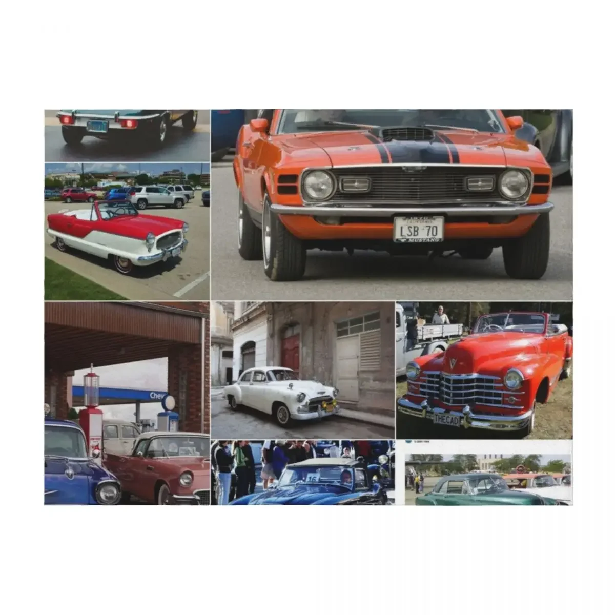 

Classic Vintage Cars Montage #2 Throw Blanket Beautifuls Loose Decorative Beds Comforter Blankets
