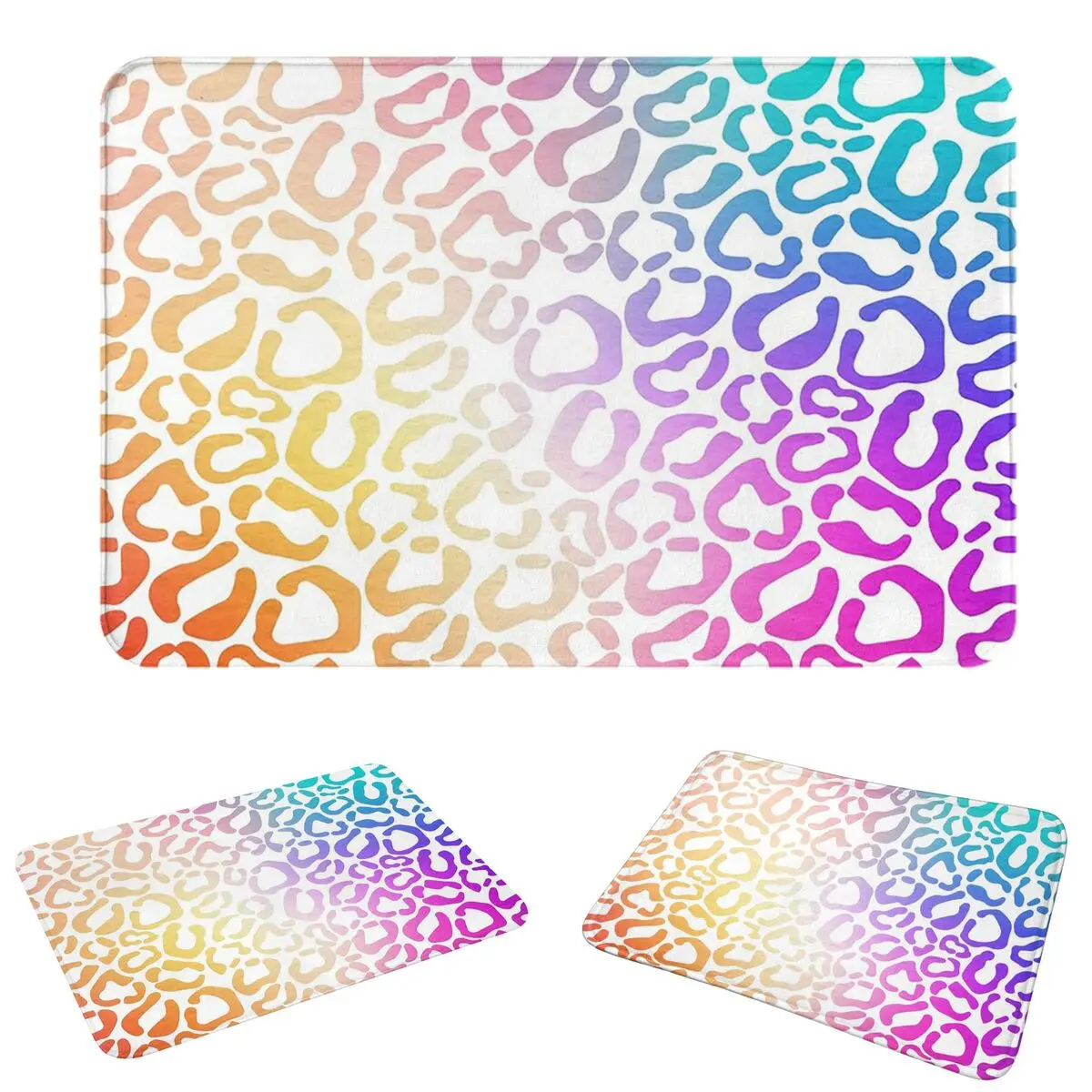 Colorful Leopard Print Doormat Durable Carpet Rug Kitchen Entrance Home Floor Mat for Balcony Footpad Mats
